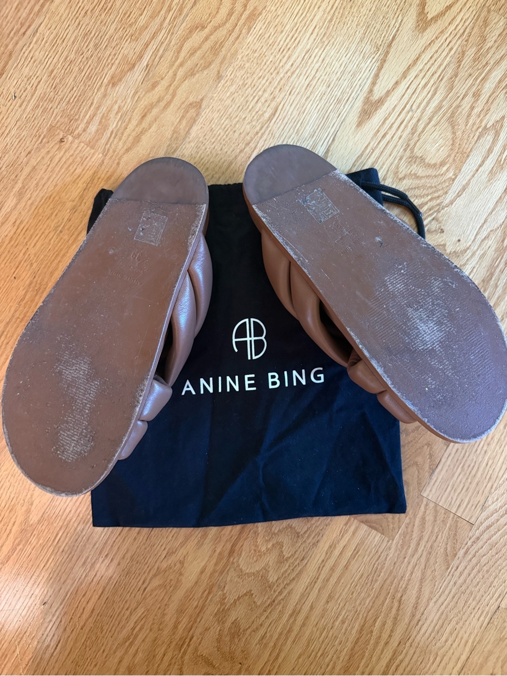 Anine Bing Cognac Padded Crossover Slide Sandals 39 - Picture 6 of 6